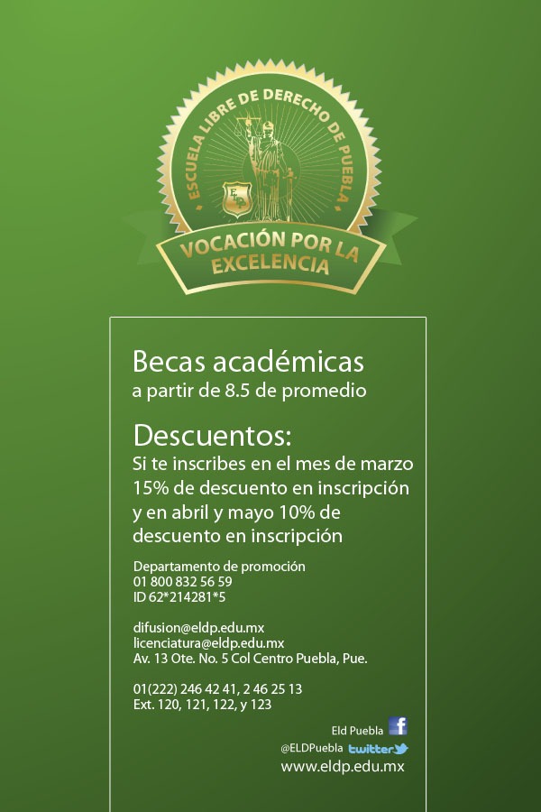 Beca Escuela Libre de Derecho de Puebla